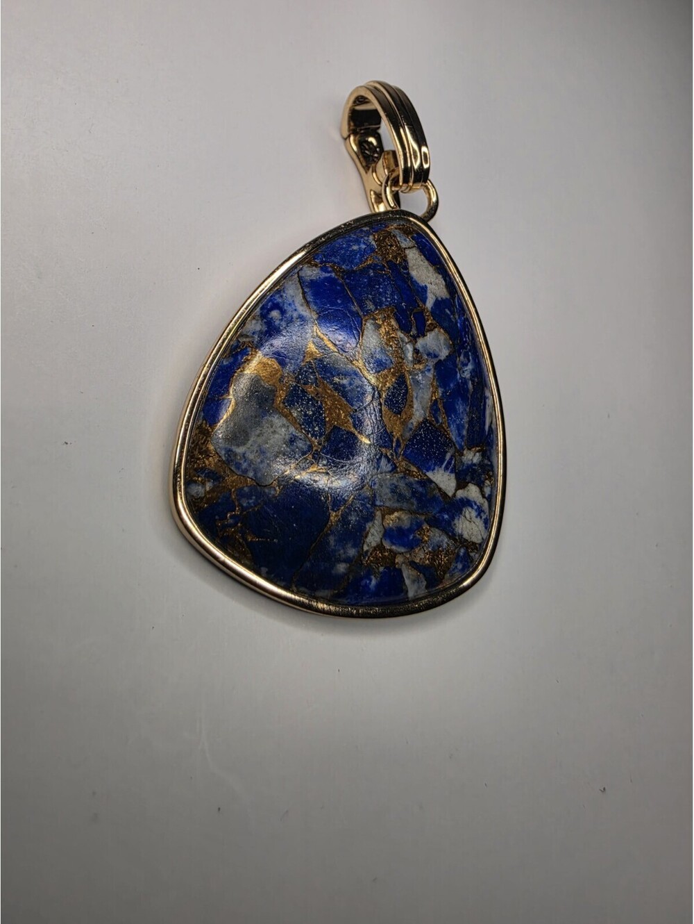 BARSE Bronze & Lapis Lazuli Teardrop Pendant